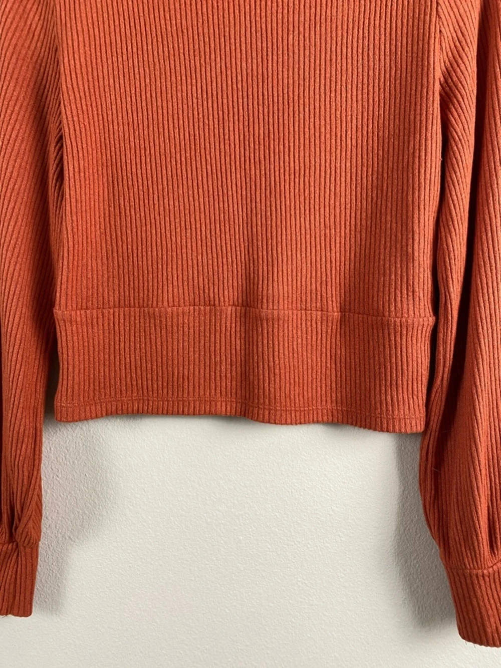 Hollister Ribbed Knit Long Sleeve Top/Tee | V Neck | Rust - Picture 6 of 14